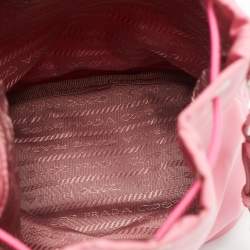 Pre Owned Prada Pink Nylon Drawstring Bucket Pouch