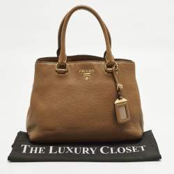 مملوكة مسبقًا Prada Open Small Brown Vitello Danio Leather Tote