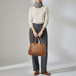 مملوكة مسبقًا Prada Open Small Brown Vitello Danio Leather Tote