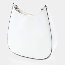 مملوكة مسبقًا حقيبة كتف برادا جلد أبيض مصقول كليو