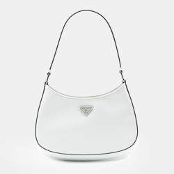 Pre Owned حقيبة كتف برادا جلد أبيض مصقول كليو