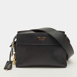 Pre Owned Prada Esplanade City Black Saffiano Leather Crossbody Bag