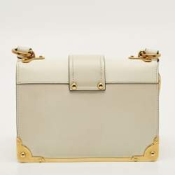 Pre Owned Prada Cahier White Leather Flap Shoulder Bag