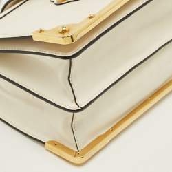 Pre Owned Prada Cahier White Leather Flap Shoulder Bag