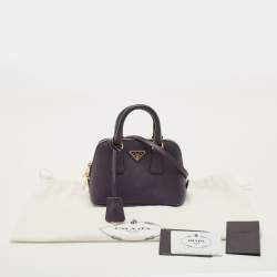 Pre Owned Prada Promenade Mini Purple Saffiano Lux Leather Satchel