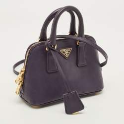 Pre Owned Prada Promenade Mini Purple Saffiano Lux Leather Satchel