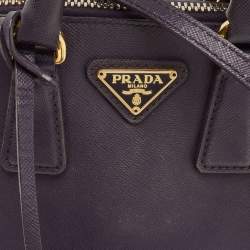 Pre Owned Prada Promenade Mini Purple Saffiano Lux Leather Satchel