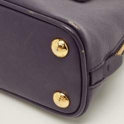 Pre Owned Prada Promenade Mini Purple Saffiano Lux Leather Satchel