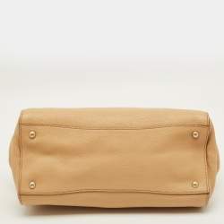 Pre Owned Prada Beige Vitello Daino Leather Frame Satchel