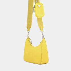 Pre Owned Prada Re-Edition 2005 Re-Nylon Shoulder Bag Yellow Nylon Leather