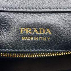 Pre Owned Prada Handbag Black Soft Grain Leather Size Medium