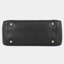 Pre Owned Prada Handbag Black Soft Grain Leather Size Medium