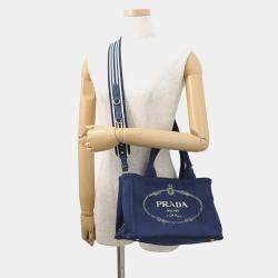 Pre Owned Prada Canapa Blue Canvas