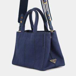 Pre Owned Prada Canapa Blue Canvas