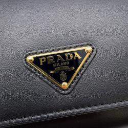 Pre Owned Prada Wallet With Shoulder Strap Black Leather