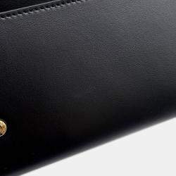 Pre Owned Prada Wallet With Shoulder Strap Black Leather