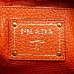 Pre Owned حقيبة يد برادا مفتوحة جلد فيتيلو داينو برتقالي