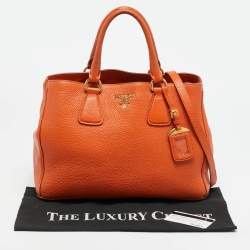 Pre Owned حقيبة يد برادا مفتوحة جلد فيتيلو داينو برتقالي