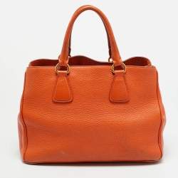 Pre Owned حقيبة يد برادا مفتوحة جلد فيتيلو داينو برتقالي