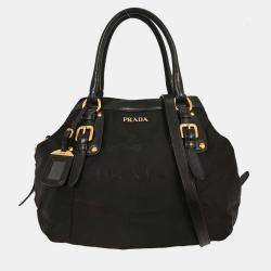 Pre Owned Prada Black Nylon 2way Tote Bag