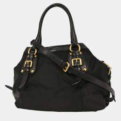 Pre Owned Prada Black Nylon 2way Tote Bag