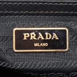 Pre Owned حقيبة يد توتس برادا غاليريا جلد سافياتو لوكس أسود متوسط سحاب