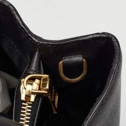 Pre Owned حقيبة يد توتس برادا غاليريا جلد سافياتو لوكس أسود متوسط سحاب