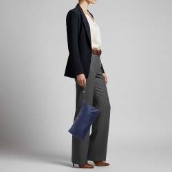 مملوكة مسبقًا Prada Blue Daino Leather Wristlet  Pouch