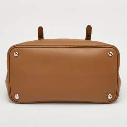 Pre Owned حقيبة برادا بمقبض قلاب جلد بيج بزر دوار