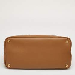 Pre Owned Prada Double Medium Beige Saffiano Cuir Leather Tote