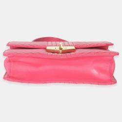 Pre Owned Prada Pink Calfskin Turn Lock Chain Flap Bag