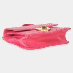 Pre Owned Prada Pink Calfskin Turn Lock Chain Flap Bag