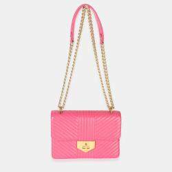 Pre Owned Prada Pink Calfskin Turn Lock Chain Flap Bag