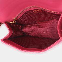 Pre Owned Prada Pink Calfskin Turn Lock Chain Flap Bag