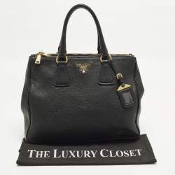 مملوكة مسبقًا Prada Double Zip Black Vitello Daino Leather Tote