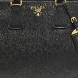 مملوكة مسبقًا Prada Double Zip Black Vitello Daino Leather Tote