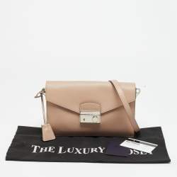 Pre Owned حقيبة كتف برادا سافينو لوكس جلد روز عتيق بطبقة للصوت