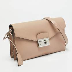 Pre Owned حقيبة كتف برادا سافينو لوكس جلد روز عتيق بطبقة للصوت