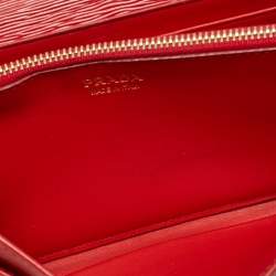 Pre Owned Prada Logo Flap Red Vitello Move Leather Continental Wallet