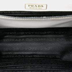 Pre Owned Prada White City Calf Studded Folk Corsiere Satchel
