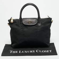 مملوكة مسبقًا Prada Black Nylon and Saffiano Leather Zip Satchel