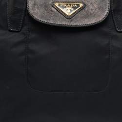 مملوكة مسبقًا Prada Black Nylon and Saffiano Leather Zip Satchel