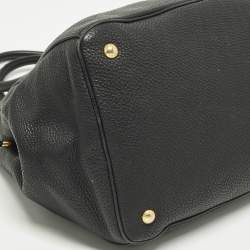 Pre Owned Prada Black Vitello Daino Leather Open Shopper Tote