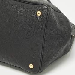 Pre Owned Prada Black Vitello Daino Leather Open Shopper Tote