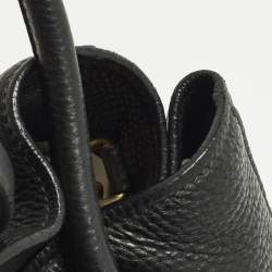 Pre Owned Prada Black Vitello Daino Leather Open Shopper Tote