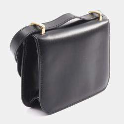 مملوكة مسبقًا Prada Emblem Box Calf Shoulder Bag Leather Black