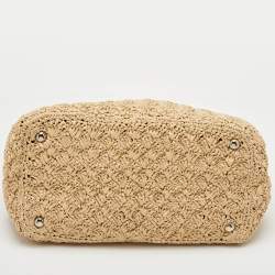 Pre Owned حقيبة برادا توت رافيا كروشيه بثلاثة ألوان كنابا