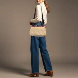 Pre Owned حقيبة برادا توت رافيا كروشيه بثلاثة ألوان كنابا