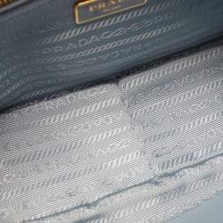 Pre Owned Prada Bauletto Pale Blue Saffiano Lux Leather Zip Satchel