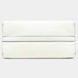 Pre Owned Prada White City Calf Trimmed Saffiano Greche Paradigme Bag